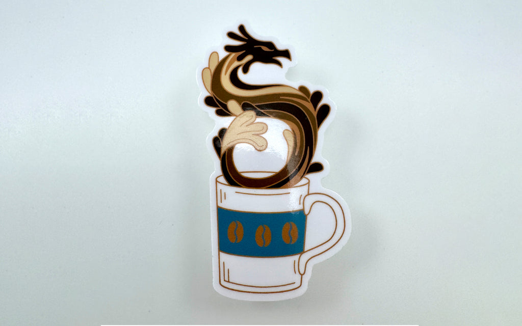 Coffee Dragon Vinyl Sticker