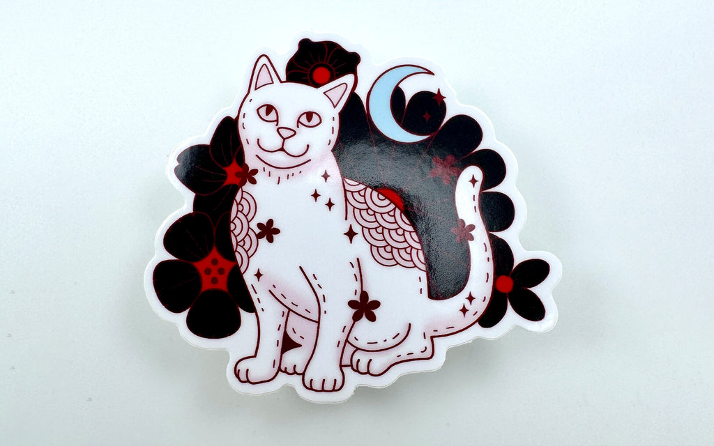 Lunar Cat Vinyl Sticker